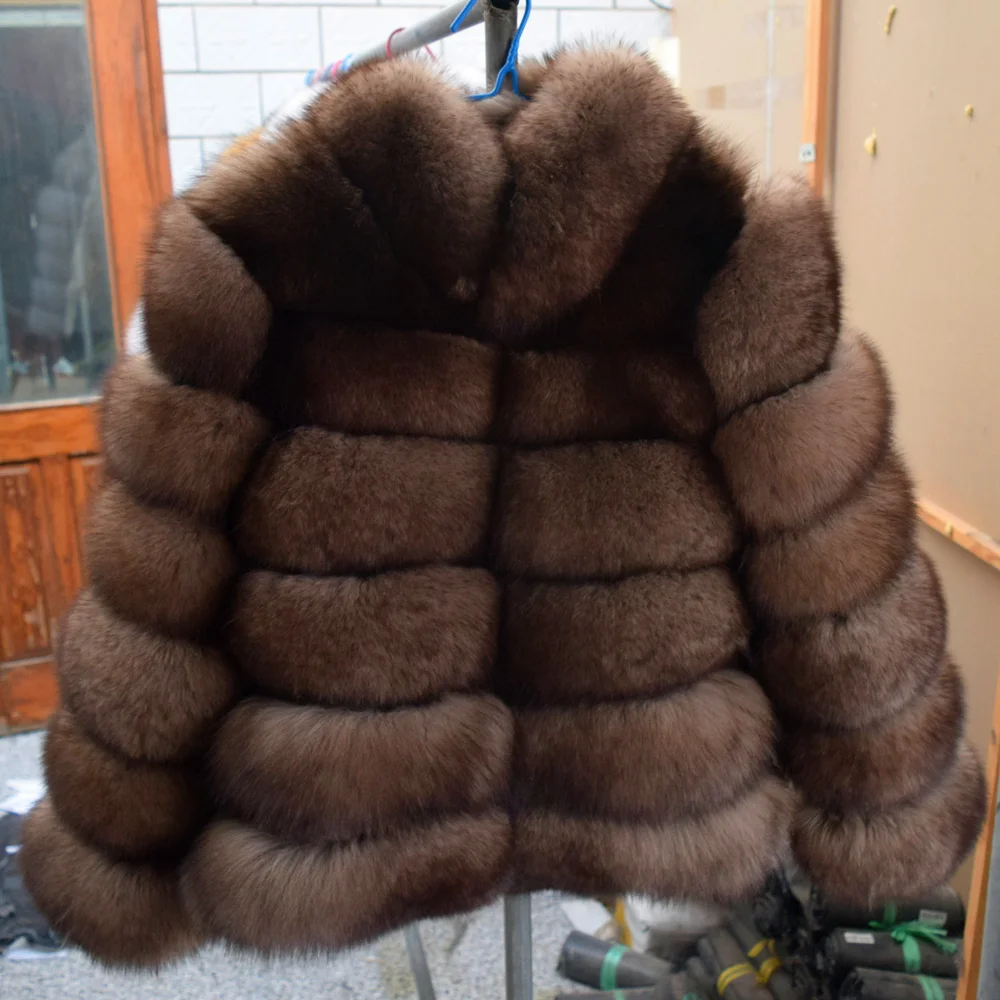QUEENTINA Winter New Women's Cold Real Fox Fur Coat With Collar Especially Overcoat Leather Female Natural Plus Size 2023 Luxury
