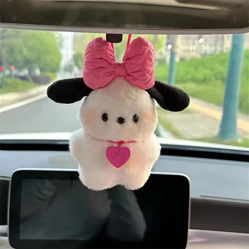 Pendentif de sac de dessin animé Pochacco, poupée en peluche Anime, porte-clés de voiture, accessoires Kawaii, porte-clés Sanurgente, arc Blush, jouet cadeau pour ch