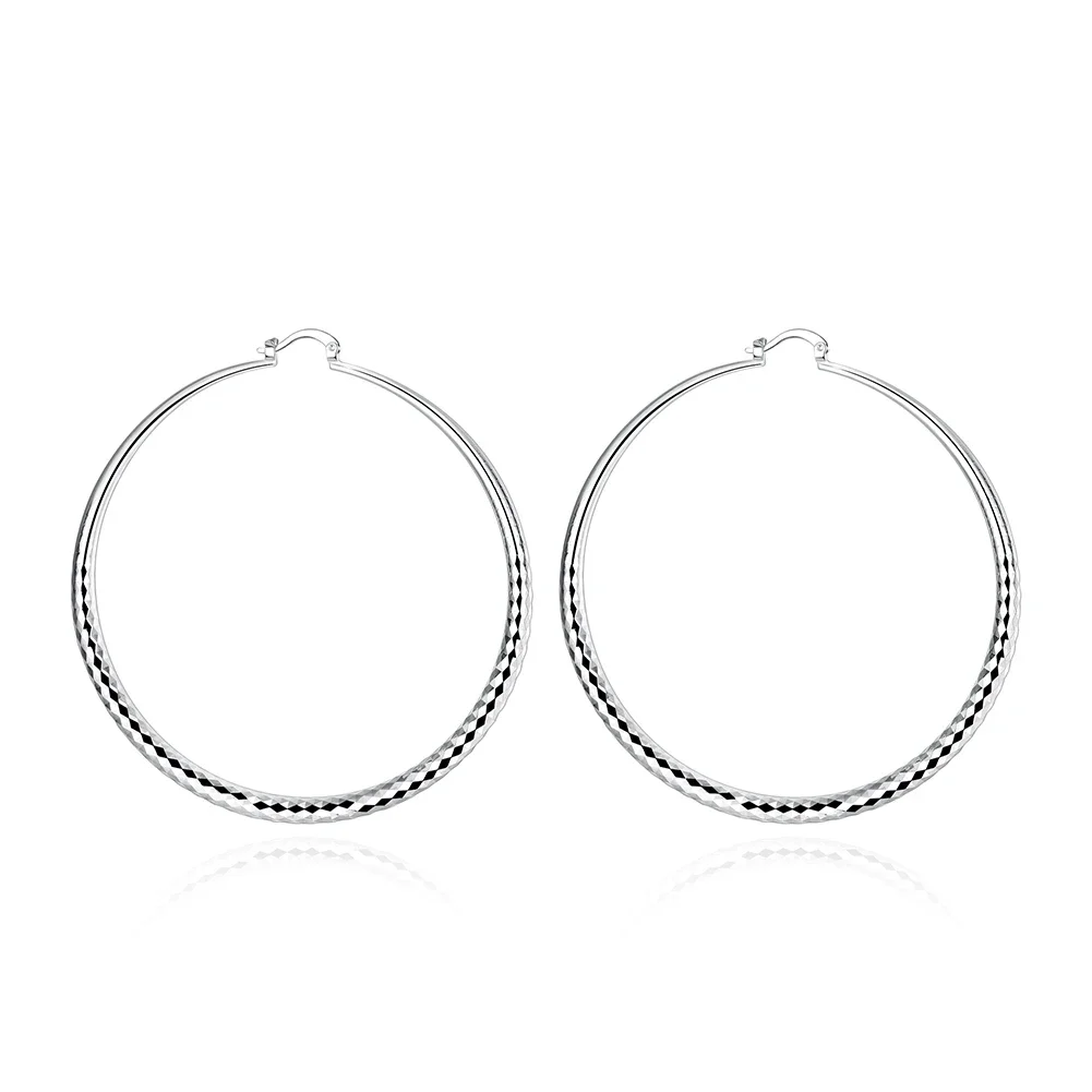 925 Sterling Silver Charm 7CM Big Circle Earrings for Women Luxury Fashion Party Wedding Accessories Jewelry Christmas Gifts