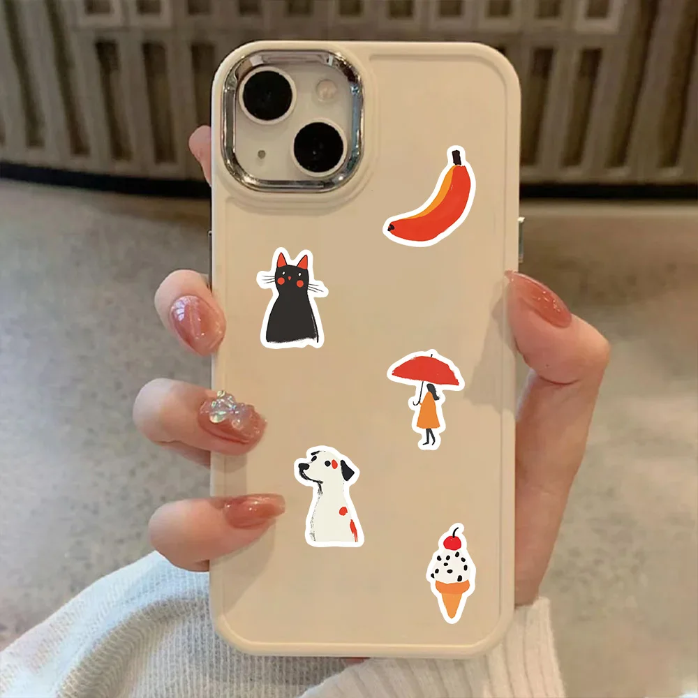 50PCS Bold Minimalist Code Red Stickers Scrapbooking Collage Material Phone Case Wall Notepad Guitar Personalized Decoration