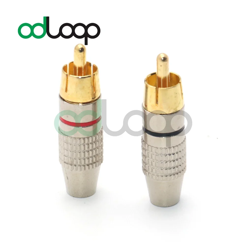 ODLOOP RCA Stecker 6,3mm Männlichen Self-Locking Lotus Draht Anschlüsse Lautsprecher Audio Adapter Kit 1 Paar