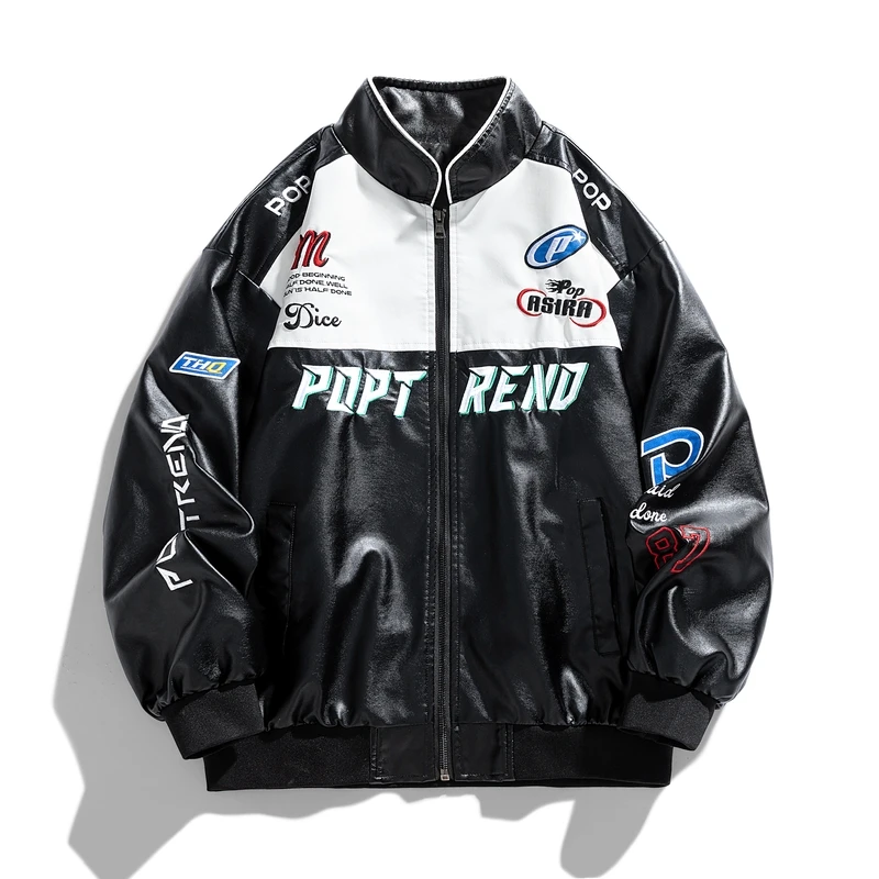 

Leather jacket, men's jacket, Japanese trendy motorcycle suit, stand up collar, new leather jacket, high-end feeling, American h