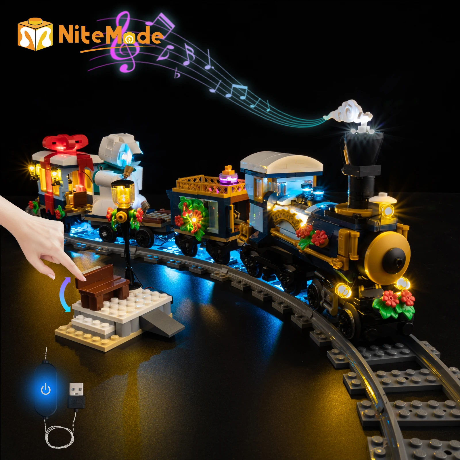Set Lampu Led Easylite Cocok untuk Kereta Lego Holiday Express 10361 (Tanpa Model)