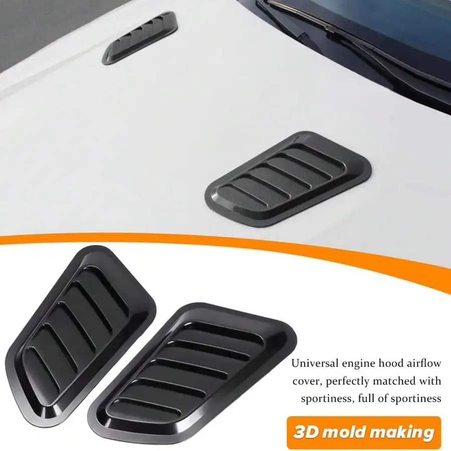 2PCS Universal Hood Air Vents For Car Hood Scoop, Bonnet Vent Hood Air Intake Trim Cover (Black)