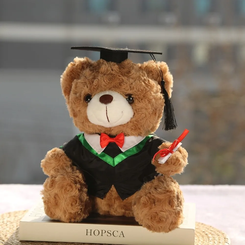 New Graduation Dr.Bear Plushie 23cm Soft Animal Dolls Multiple Collar Colors Cute Design Graduation Gift Boys Girls Gift