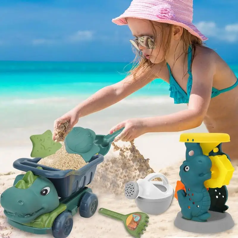 Kids Beach Toys Dinosaur Sandbox Toys Animal Sand Molds With Dump Truck Smooth Sand Toys For Building Castles Portable Beach Fun