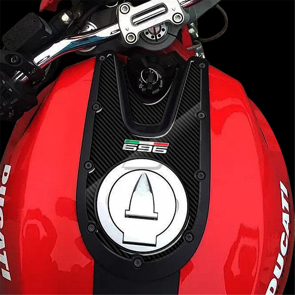 For Ducati Monster 696 2008-2014 3D Carbon-look Motorcycle Fuel Gas Cap Stickers Tank Pad Protection