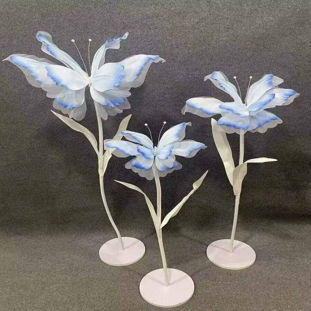 

New 3pcs Artificial Gauze Foam Flower Outdoor Wedding Decor Road Lead Flower Home Event Party Backdop Decor Window Layout