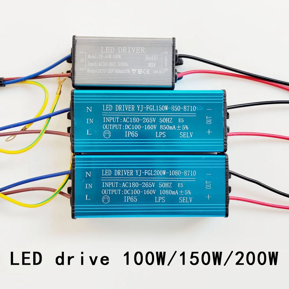 LED Waterproof Driver 100W 150W 200W AC165-265V Power Supply Constant Current Voltage DC70-155V LED Flood Light Transformer