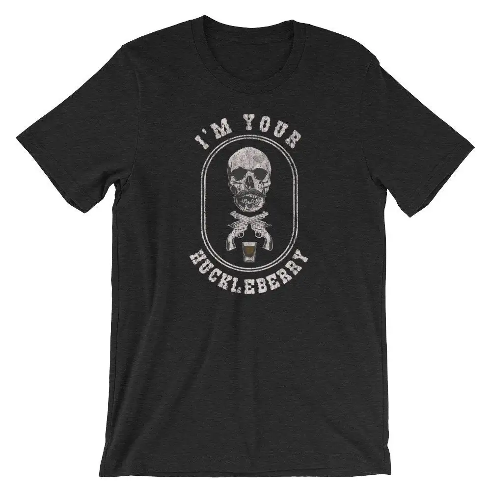 I'm Your Huckleberry Doc Holiday Skull and Revolver Distressed Vintage T Shirt