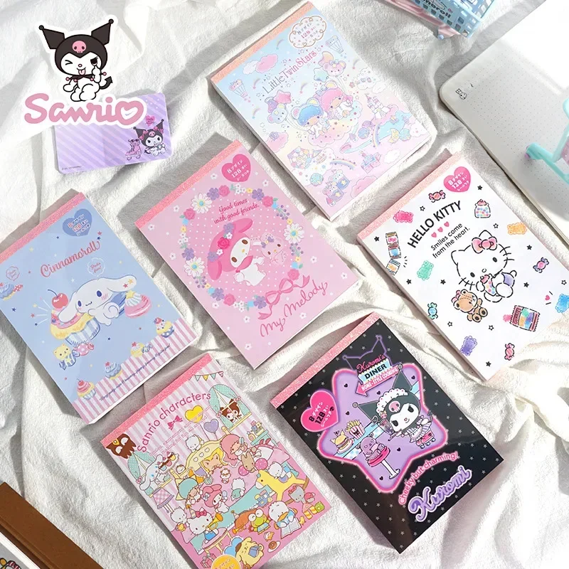 Sanrio-Cuaderno Kuromi My Melody con pegatinas para niños, Bloc de notas de dibujos animados, bonito, a la moda, regalo