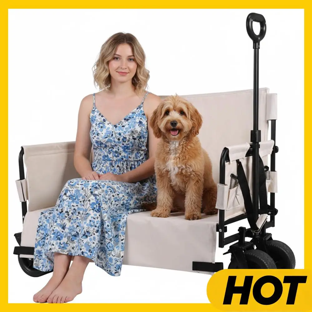 

Large Capacity Collapsible Wagon Cart with Wheels Heavy Duty Collapsible Utility Wagon for Sports Shopping