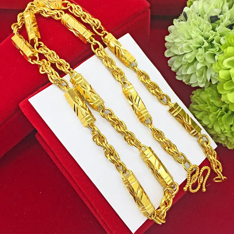 

Auspicious Meaning Bamboo Hexagonal Twist Necklace For Men 24K Gold AU999 | Bamboo brings peace, smooth career