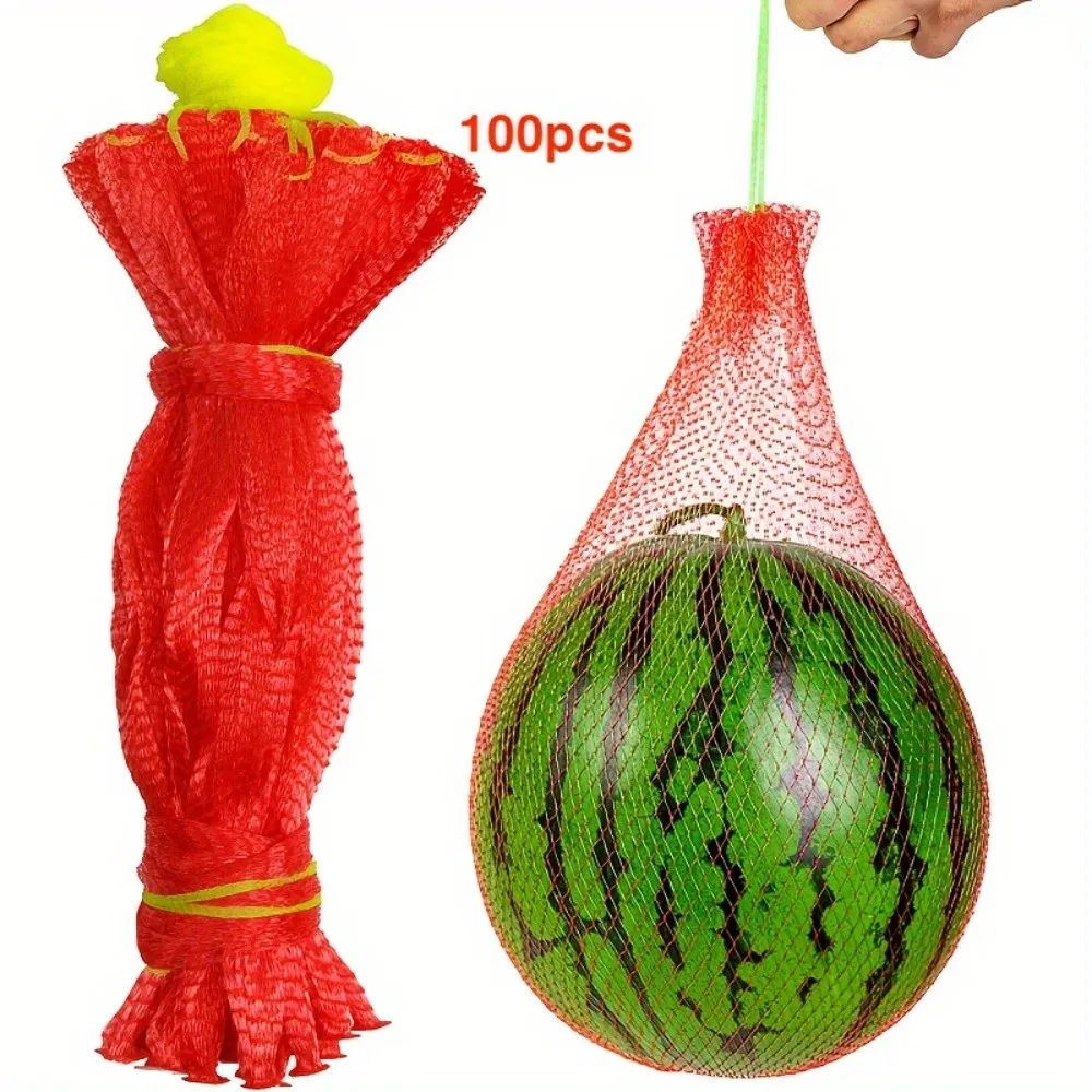 Reusable Watermelon Net Mesh with Straps Fruit Storage Net Bag Corded Vegetables Storage Vertical Planting Net