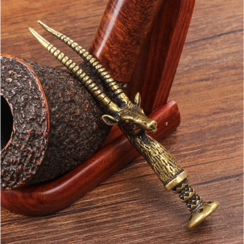 Carved Brass Pipe Tamper Heat-Resistant Press Stick, Portable Smoking Pipe Presser Tool Premium Cigarette Smoke Accessories