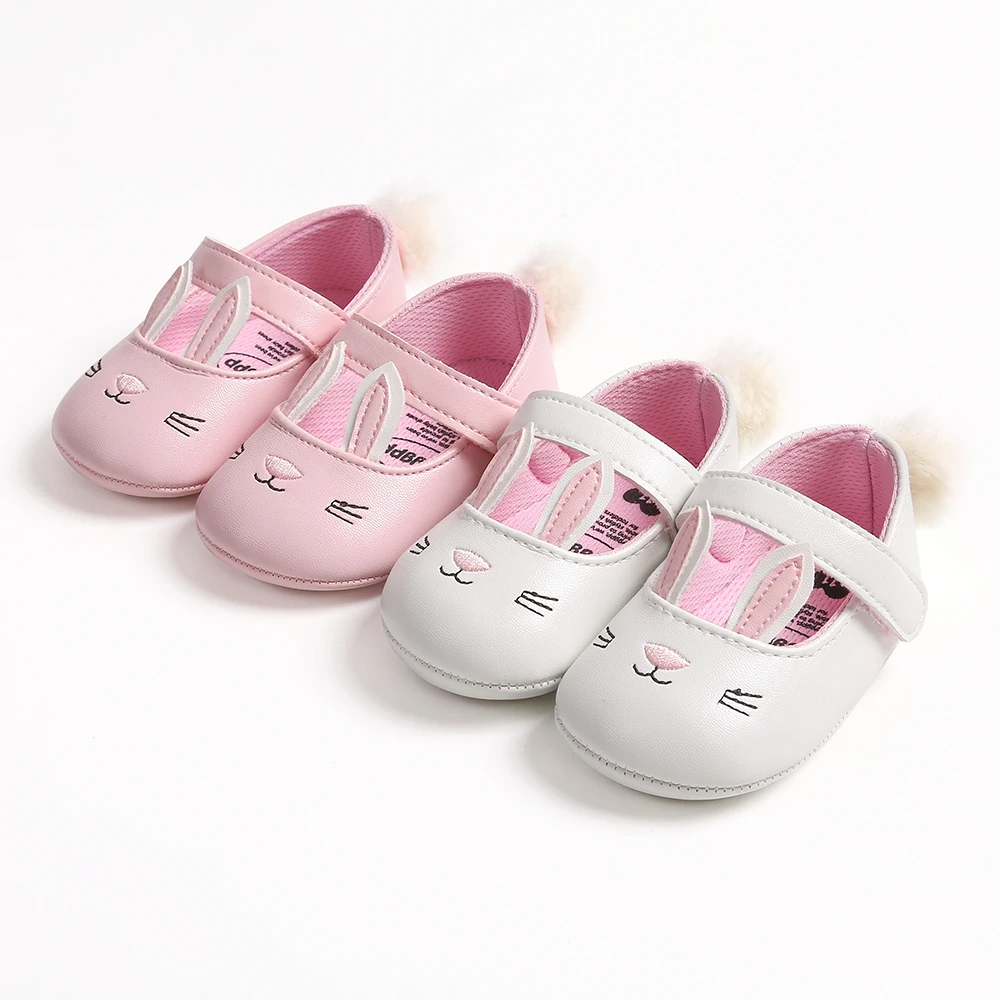 Easter fashionable and cute rabbit ear Mary Jane baby girl shoes, comfortable and lightweight non slip walking shoes, wedding pa