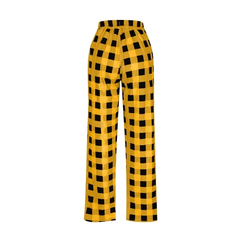 Men Pajama Pants Fleece Pants Soft and Comfortable Plaid Trousers Breathable Elasticated Waistbands Youth Sleeping Pants Red view 4