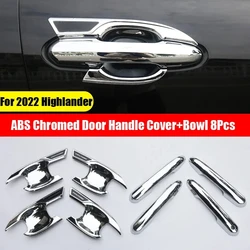 Fit For 2021 2022 2023 Toyota Highlander Kluger XU70 ABS Car Body Carbon Fiber Chromed Door Hanlde Cover Bowl Decoration Trims