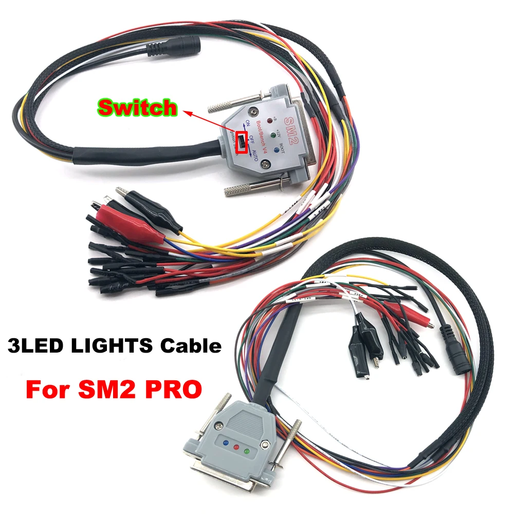 

For SM2 PRO 3 LED LIGHTS Boot Bench Cable For SM2 PRO J2534 VCI Read Write ECU BATT VCC KLINE CAN-L DB25 ECU Bench Pinout Cable