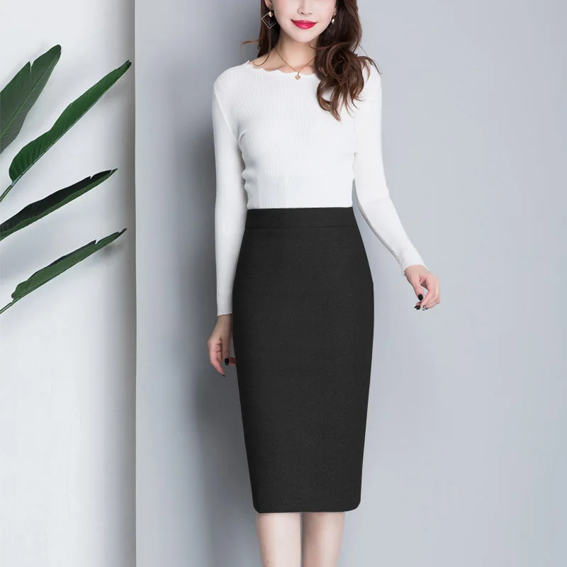 

Осень-зима, шерстяная юбка с высокой талией, длинные юбки H-образной формы с застежкой-молнией, женская мода