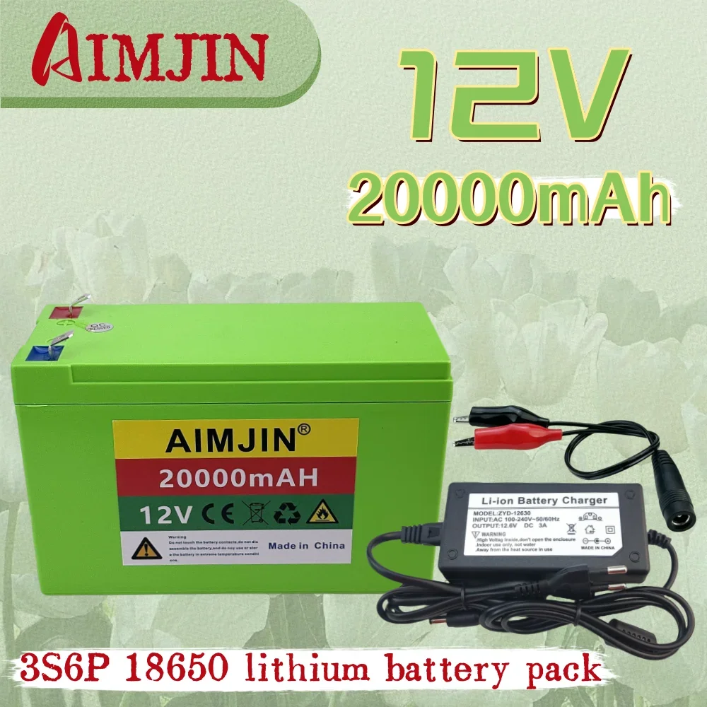 100% New 3S6P Lithium Battery Pack 12V 20000mAh High-capacity Battery 20Ah For Solar Energy Electric Vehicle Battery