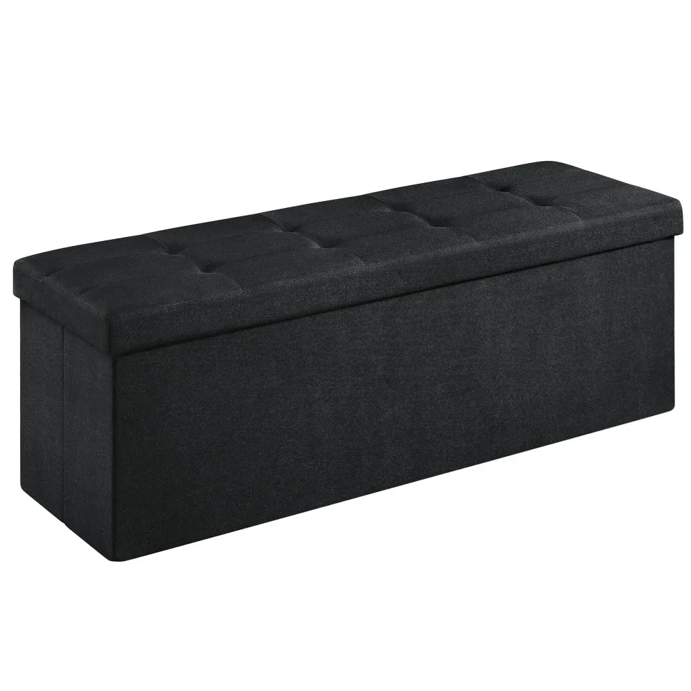 

43" Storage Ottoman Bench Hold up to 660lb Ottoman with Storage Footstool Bedroom Bench with Storage Black