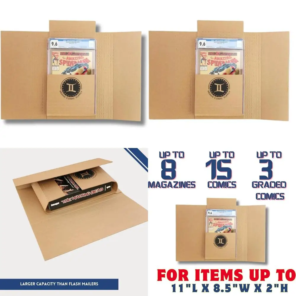 

35-Count Mailer Boxes for Comics - Holds 15 Comics, 3 Slabs, 10 Toploaders, 8 Magazines | Customized for Comic Books, Manga, Lit