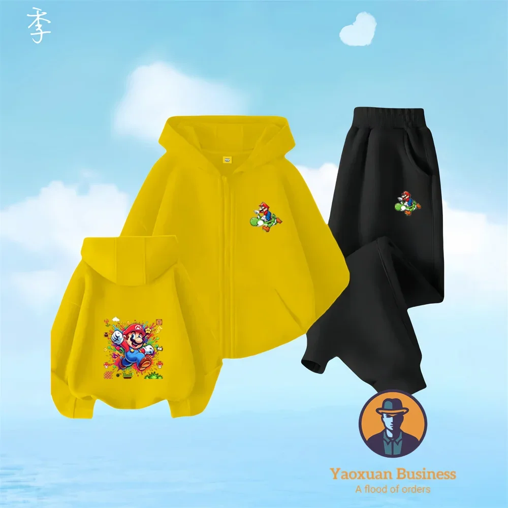

Mario Maurer Sweatshirt Set Children Boys Girls Hoodies + Trousers Trendy Printed Sweatshirts Sweatpants Clothing Set
