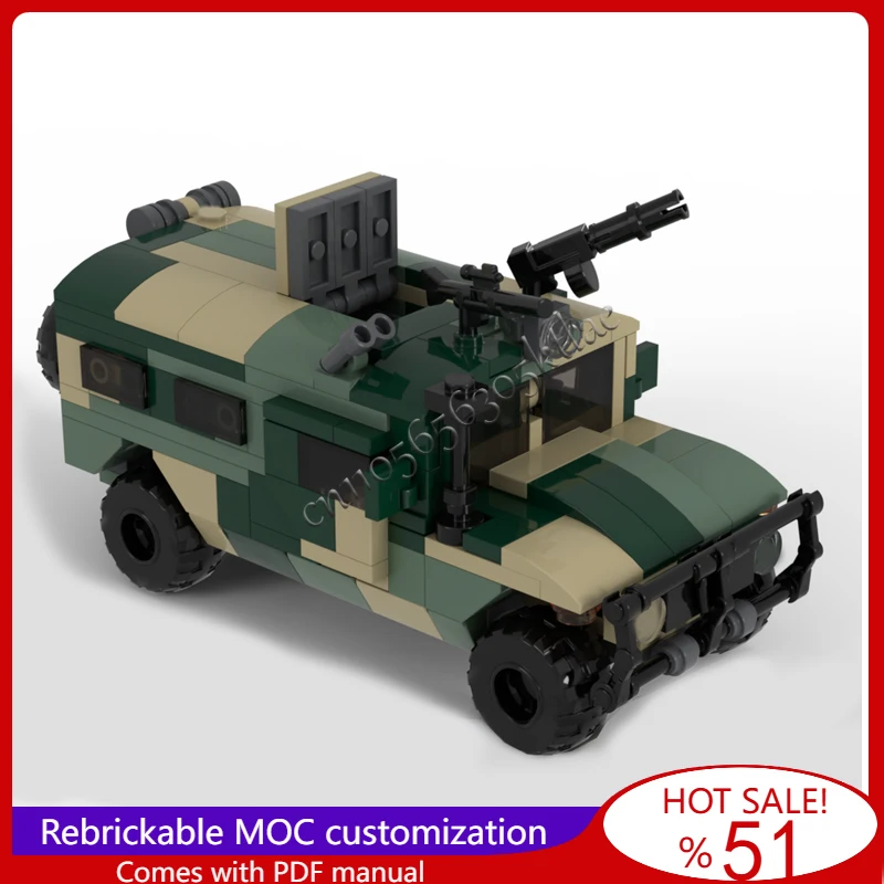 242 Elementy MOC Wielofunkcyjny Terenowy Model Pojazdu GAZ Tigr w Skali 1:40, Zrób To Sam, Edukacyjny, Kreatywny Zestaw dla Dzieci, Popularny Prezent