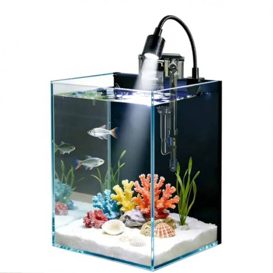 

Betta Fish Tank kit, Small Nano Glass Fish Tank Start Kit with Filter, LED Light for Shrimp, Small Fish, Betta