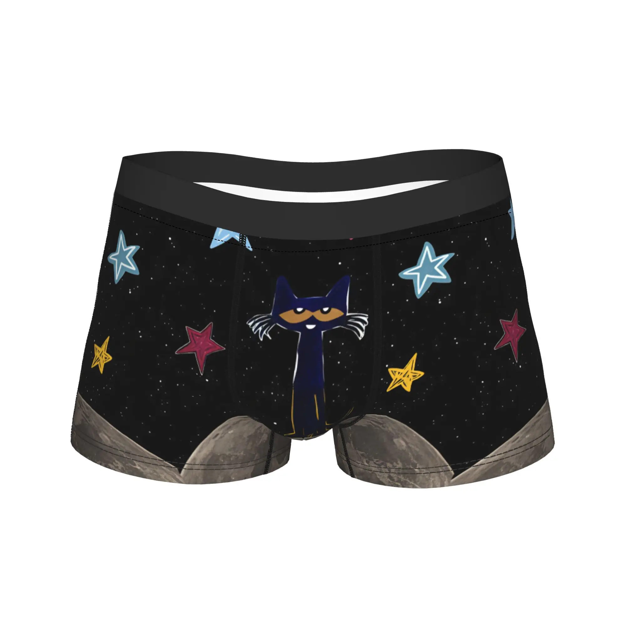 Pete The Cat Stars Comic Trunk  Pouch Underwear High Quality Custom DIY Boxer Brief Comfortable Males Panties Large Size