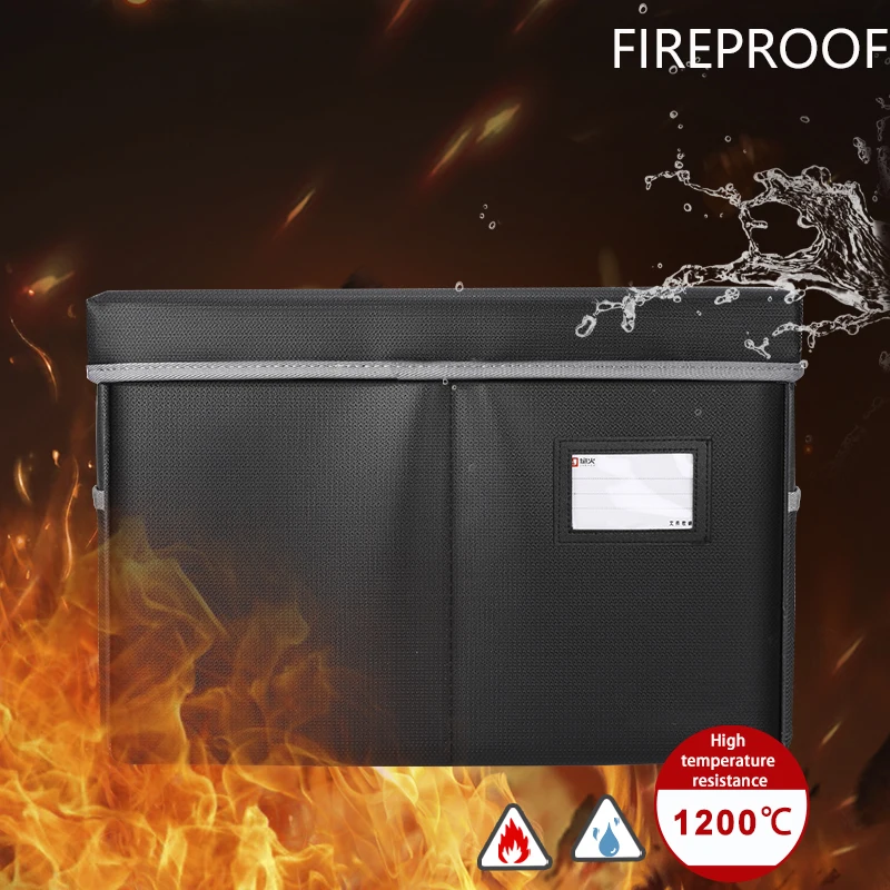 Large Capacity Waterproof Fireproof A4 Collapsible Storage Box File Clip