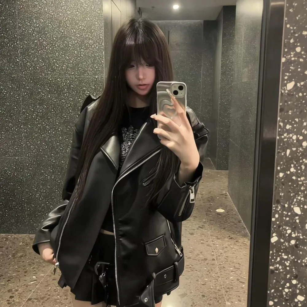 

American Retro Women Casual Jacket Long Sleeve Streetwear Coat Zipper Clothing Subculture Harajuku Autumn Punk Style 2025 Tops