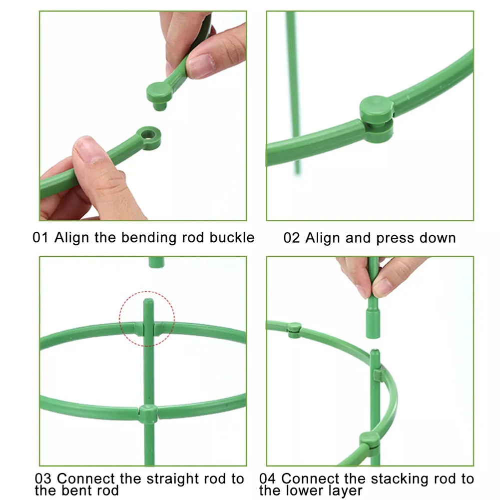 Reusable Green ABS Plant Support Frame For Potted Tomato Climbing Plants Garden Trellis Modular Flower Stand 36cm Tall