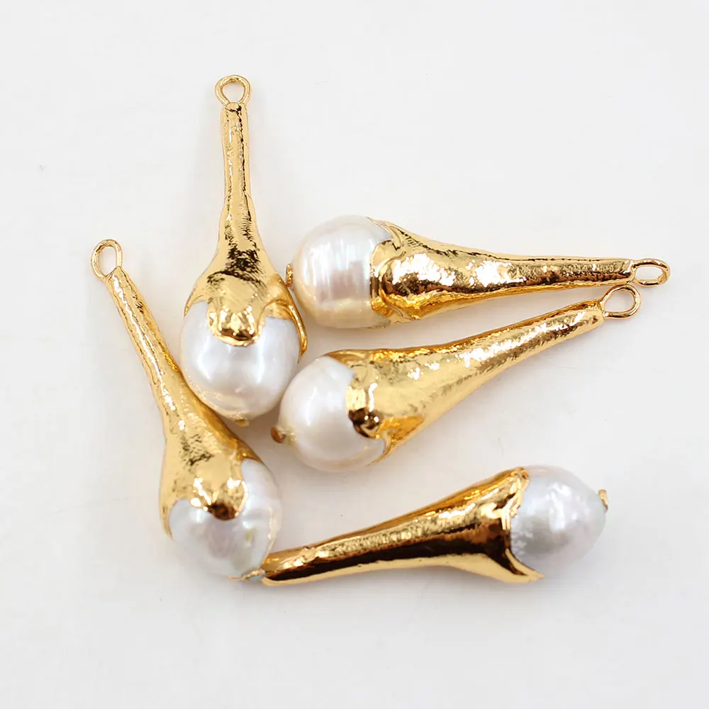 

APDGG 5 Pcs A011 Natural White Pearl Teardrop Pendant Jewelry making accessories