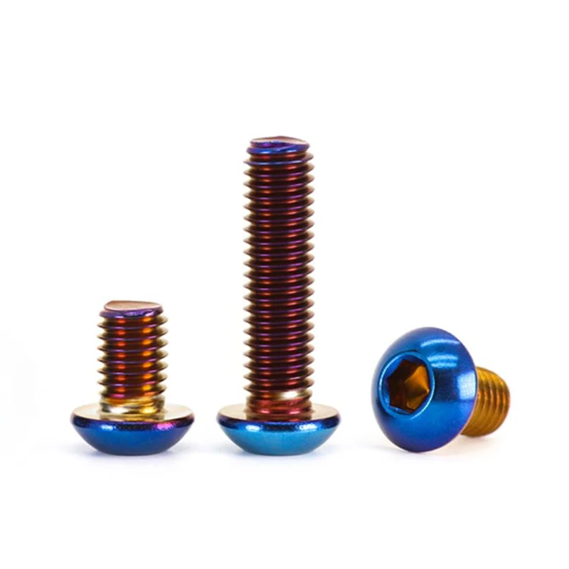 Blue Titanium Allen Bolts ISO7380 A2 Stainless Button Head Socket Screws M4-M8 for Bicycle Motorcycle