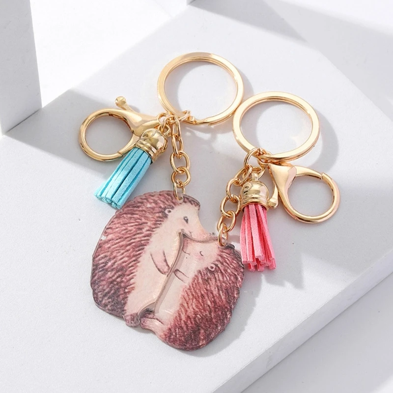 2pcs Acrylic Hedgehog Charm Keychains Parent-Child Couple Matching Keyring Bag Pendant Keys Holder Handbag Accessories