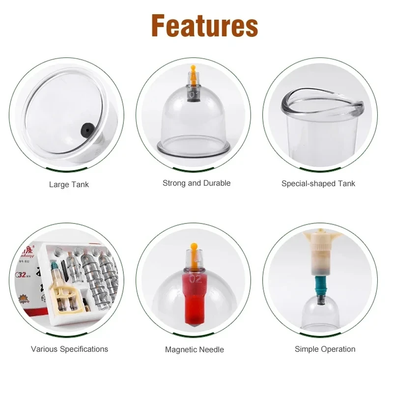 12 Cans Vacuum Cupping Glasses Set Suction Cups Ventosa Pumps Anti-Cellulite Chinese Medicine Physiotherapy Massager for Body