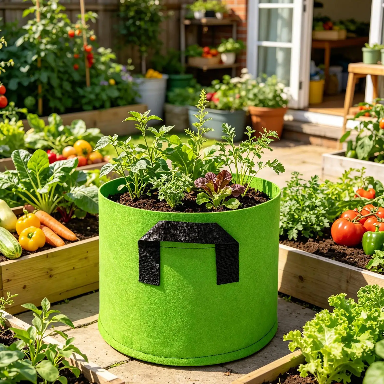 Grow Bags 3 Pieces Foldable Breathable Outdoor Pots Planter Bags Planting Fabric Pots For Flower Vegetable Potato Tomato Growing