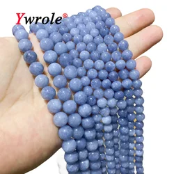 6/8/10MM Blue Angelite Chalcedony Natural Stone Loose Round Spacer Beads for Jewelry Making DIY Charms Bracelets Accessories
