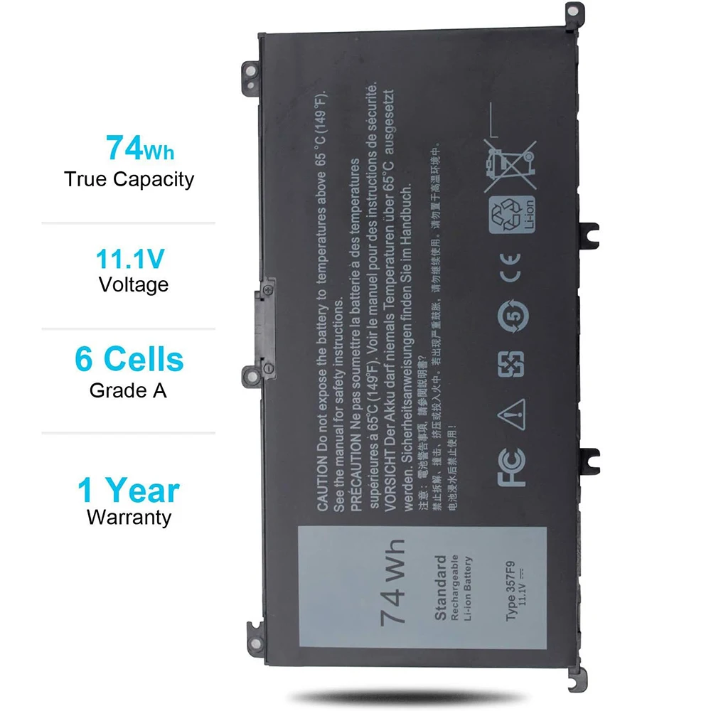 74Wh 357F9 71JF4 Laptop Battery for Dell Inspiron 15 7000 Gaming 7559 7557 7567 7566 7759 i7559 15 5576 5577 071JF4 P57F P65F