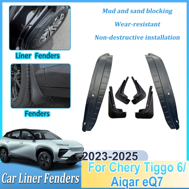 

Аксессуары для Aiqar EQ7 Chery Tiggo 6 2023 2024 2025, задняя внутренняя подкладка автомобиля, брызговики, колеса, брызговики, инструменты