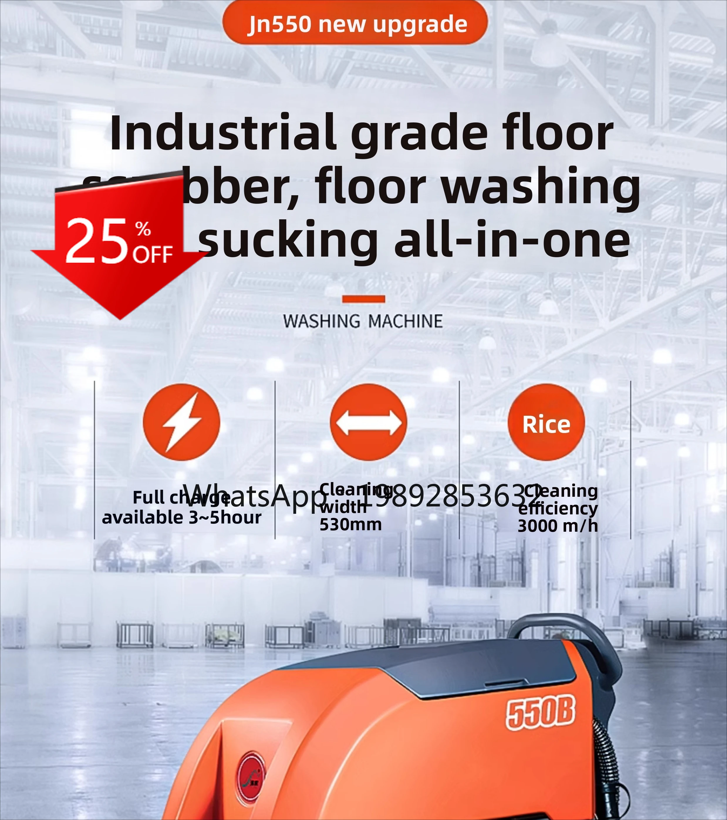 

Hand Push Industrial Washing Machine Factory Workshop Supermarket Garage Electric Washing Driving Sweeper