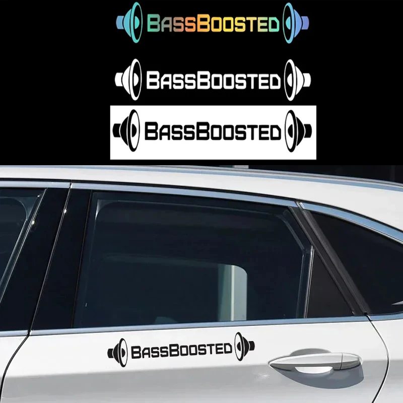 40X8cm Creative Letter Bass Boosted Funny Reflective Vinyl Car Rear Sticker Decal Auto Windshield Window Decal