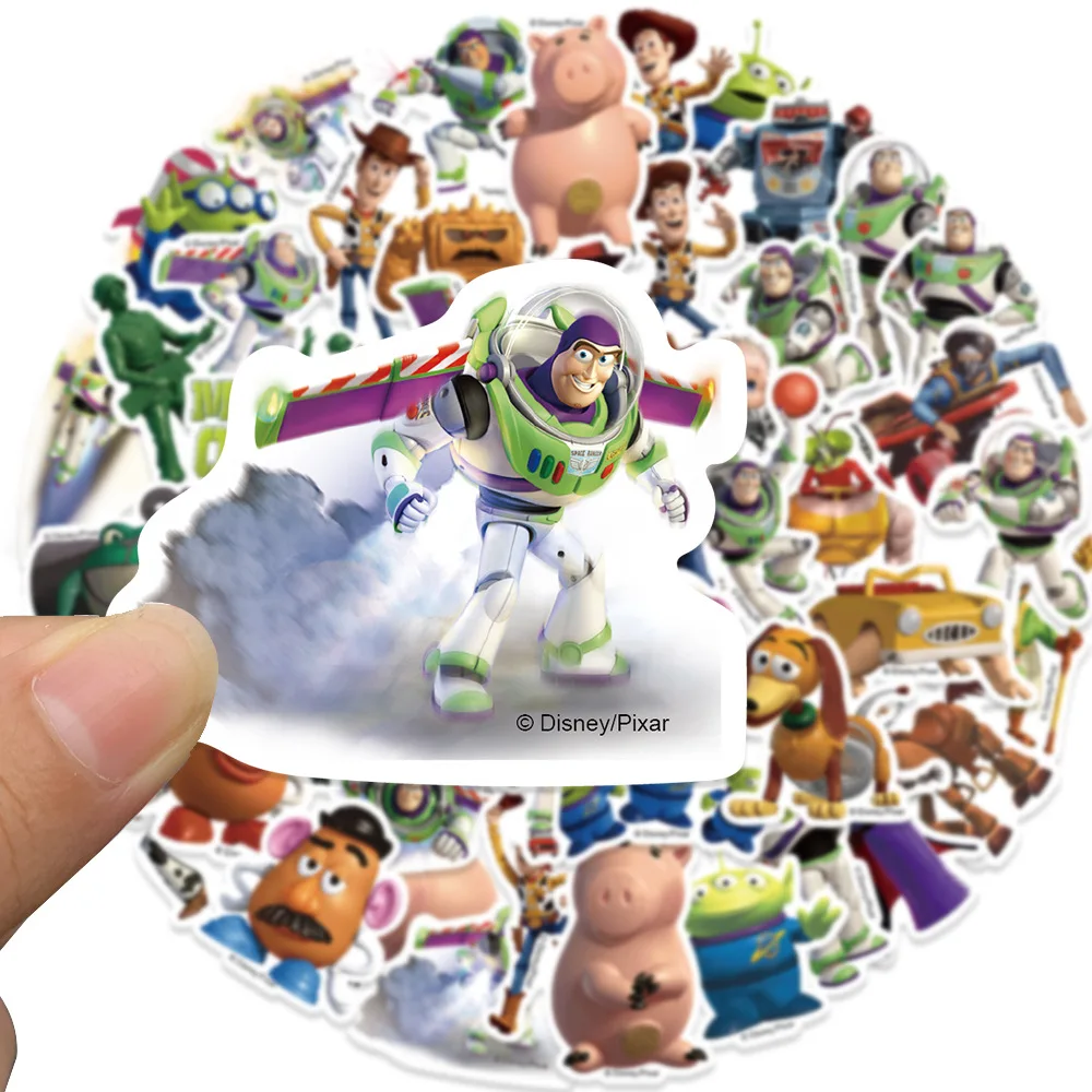 50PCS Disney Cartoon Toy Story Stickers Movie Anime Book Skateboard Guitar Laptop Cute Kawaii Sticker Pack Kids Girl Boy Toys