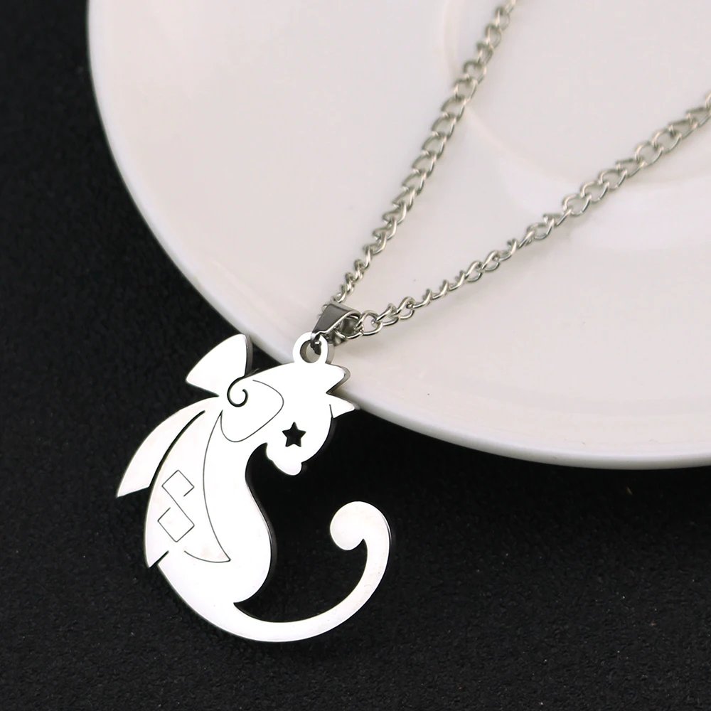 Game Impact Lynette Lyney Magician Cats Theme Cosplay Titanium Steel Necklace Pendant Metal Choker Chain Accessories