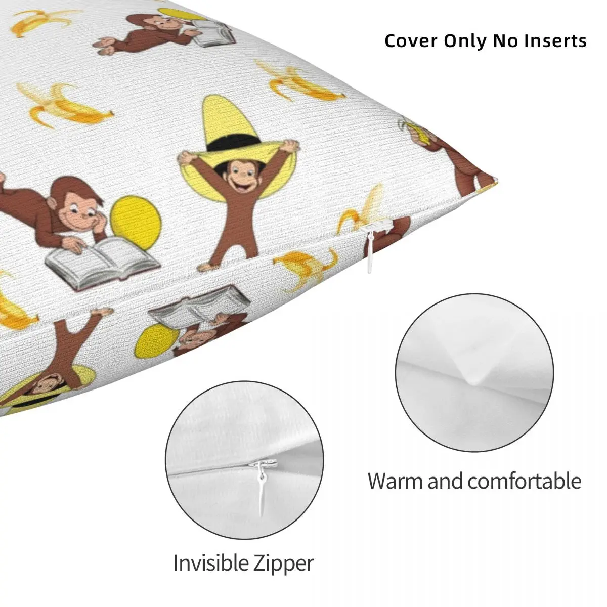 George The Curious Monkey Pillowcase Printed Polyester Cushion Cover cartoon for kids TV Series Throw Pillow Case Cover Home 18\