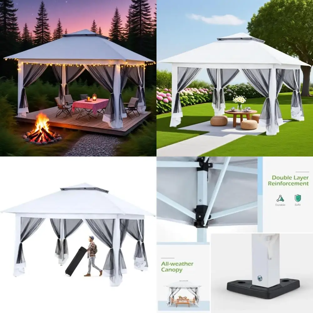 

Pop Up Canopy Tent 12x12 Feet with Mosquito Netting, Instant Shelter Gazebo, Waterproof UV Protection, Easy Setup with Carrying