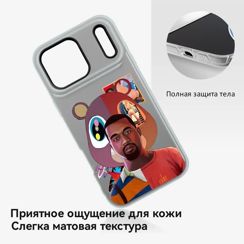 Rapper Singer K-KANye West Phone Case For iPhone 18 17 16 15 14 13 12 Pro Max Plus Mini Case Clear Jelly Shockproof Soft Cover