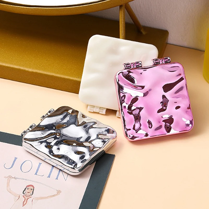 Składane lusterko do makijażu Mini kwadratowe lusterko do makijażu Przenośne lusterka ręczne Dwustronne kompaktowe lusterko Lusterko kieszonkowe